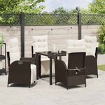 vidaXL Ensemble de salle à manger pour jardin 5 Pièces Marron Poly rotin