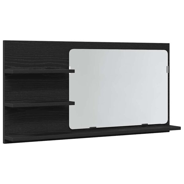vidaXL Armoire de salle de bain avec miroir en chêne noir 90 x 11 x 45 cm Bois d'ingénierie