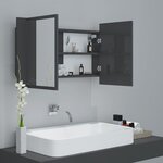 vidaXL Armoire à miroir de bain à LED Gris brillant Acrylique