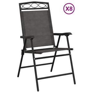 vidaXL Chaises de jardin pliables lot de 8 en acier et textilène