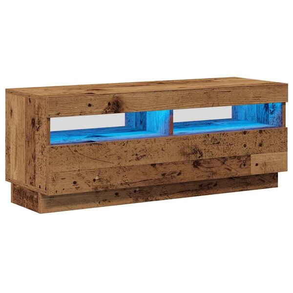 vidaXL Meuble TV avec lumières LED vieux bois bois d'ingénierie