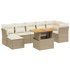 vidaXL Salon de jardin avec coussins 8 Pièces beige résine tressée