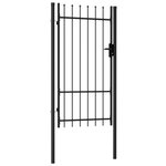 vidaXL Portillon simple porte avec dessus à pointe Acier 1x1 75 m Noir