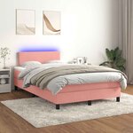 vidaXL Sommier à lattes de lit et matelas LED rose 120x190 cm velours