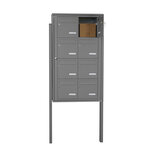 Bloc collectif Leabox  2x4  grade 3  simple face  Extérieur  fixation sur pieds à sceller  Gris poussière RAL 7037 finition brillante