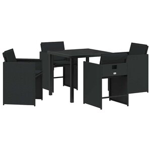 vidaXL Ensemble de salle à manger pour jardin 5 Pièces Noir Poly rotin