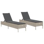 vidaXL Chaises longues avec coussins lot de 2 gris résine tressée