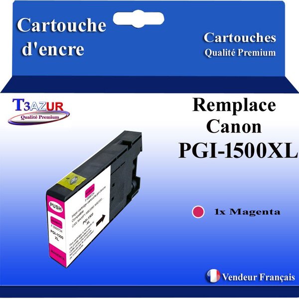 T3AZUR - Cartouche compatible avec Canon PGI1500XL PGI-1500 XL pour Canon Maxify MB-2050 MB-2150 MB-2155 MB-2350 MB-2750 MB-2755 - Magenta