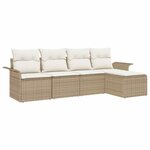vidaXL Ensemble de canapé de jardin avec coussin 5 Pièces Beige polyrotin