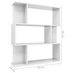 vidaXL Bibliothèque/Séparateur de pièce Blanc brillant 80x24x96 cm