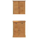 vidaXL Ensemble de mobilier de salle de bain avec tiroir avec étagère 2 Pièces Marron