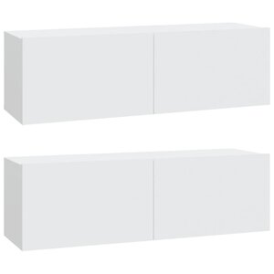 vidaXL Meubles TV muraux 2 Pièces blanc 100x30x30 cm bois d'ingénierie