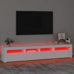 vidaXL Meuble TV avec lumières LED Blanc 210x35x40 cm