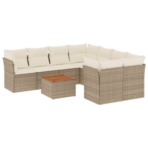 vidaXL Salon de jardin avec coussins 9 Pièces beige résine tressée