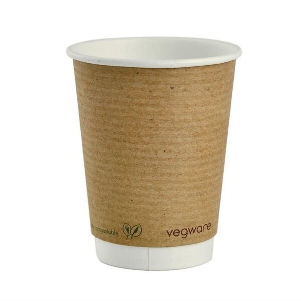 Gobelet double paroi compostable 340 ml - lot de 500 - vegware -  - pla x110mm