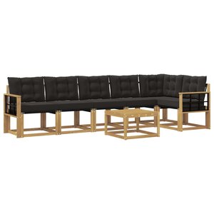 vidaXL Ensemble de canapés d'extérieur 7 pc Blanc et noir