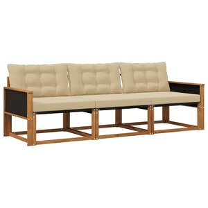 vidaXL Ensemble de canapés d'extérieur 3 Pièces Naturel et Beige