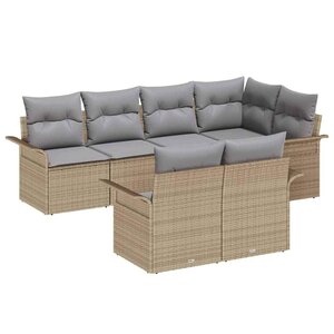 vidaXL Ensemble de canapé de jardin 7 Pièces Beige Poly rotin
