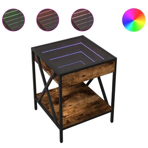 vidaXL Table basse avec LED Infinity chêne fumé 40x40x49 cm