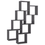 vidaXL Étagère murale cube Gris brillant 90x15x119cm Bois d’ingénierie
