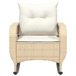 vidaXL Chaise à bascule de jardin avec coussins beige résine tressée