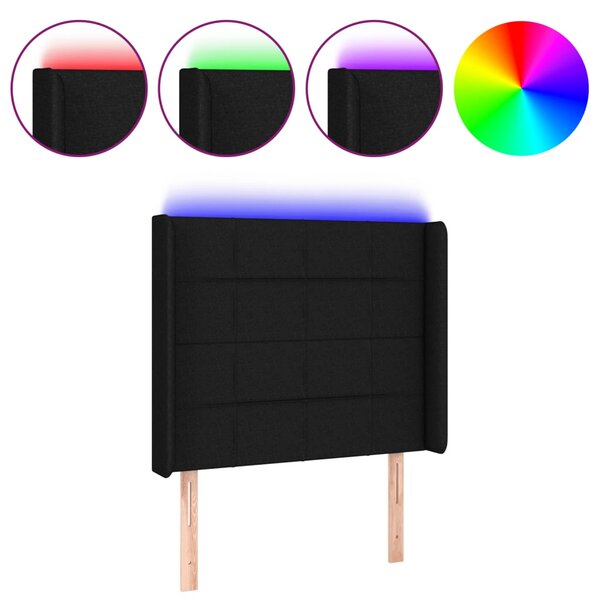 vidaXL Tête de lit à LED Noir 103x16x118/128 cm Tissu