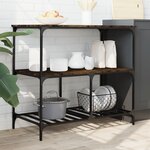 vidaXL Chariot de cuisine chêne fumé 100x50x95 cm bois d'ingénierie
