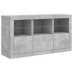 vidaXL Buffet avec lumières LED gris béton 123x37x67 cm