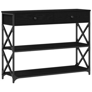 vidaXL Table Console avec tiroir Chêne noir 100 x 28 x 75 cm