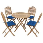 vidaXL Ensemble à manger d'extérieur pliable 5Pièces avec coussins Bambou