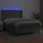vidaXL Sommier à lattes de lit matelas LED Gris 140x190cm Similicuir