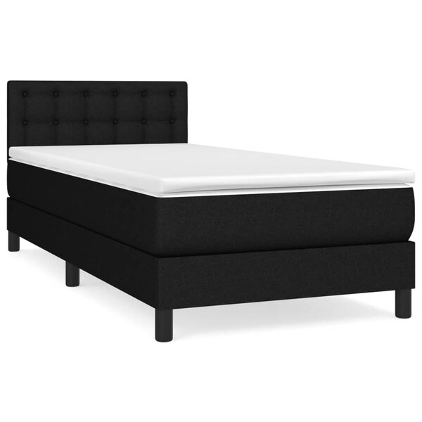 vidaXL Sommier à lattes de lit et matelas Noir 80x200 cm Tissu