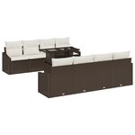 vidaXL Set de Canapé de Jardin de 9 pièces avec Coussins en Rattan Poly Marron
