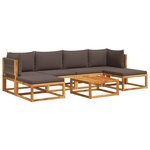 vidaXL Ensemble de canapés de jardin 7 pièces avec coussins  bois d'acacia et corde