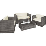 Tectake Salon bas de jardin MUNICH 4 places avec 2 sets de housses - gris