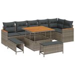 vidaXL Ensemble de canapé de jardin avec coussin 9 Pièces Gris Poly rotin
