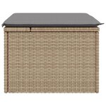 vidaXL Tabouret de jardin avec coussin beige 55x55x37cm résine tressée