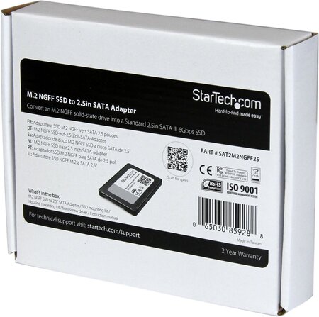 Startech.com adaptateur ssd m.2 ngff vers sata iii de 2 5" - convertisseur de lecteur à état solide avec boîtier de protection
