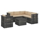 vidaXL Salon palette de jardin 7 Pièces avec coussins Bois de pin massif
