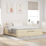 VidaXL Cadre de lit ottoman avec matelas crème 180x200 cm tissu