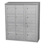 Bloc collectif Leabox  3x4  grade 3  simple face  extérieur  fixation murale  gris clair ral 7035 finition brillante
