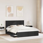 vidaXL Cadre de lit avec tiroir Noir 160 x 200 cm Bois Ingénierie