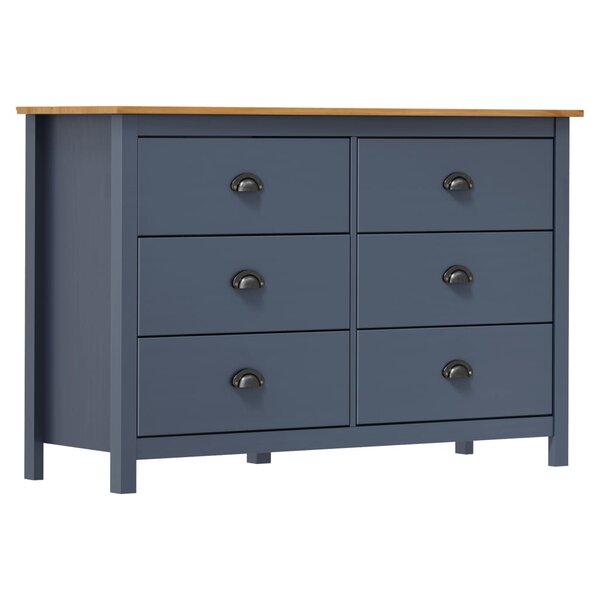 vidaXL Buffet Hill Gris 125x40x80 cm Bois de pin solide