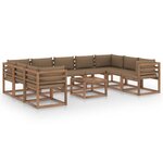 vidaXL Salon de jardin 10 Pièces avec coussins taupe