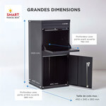 Boîte à colis Extra Large Noir 2 portes Acier galvanisé SMART PARCEL BOX™