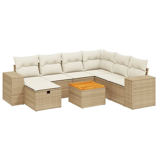 vidaXL Salon de jardin avec coussins 8 Pièces beige résine tressée