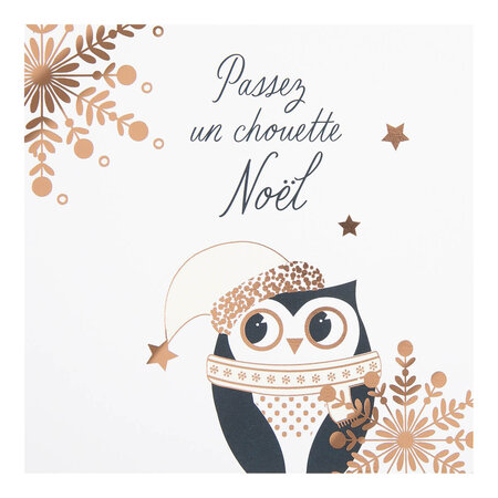 Carte de vœux etincelle chouette noël - draeger paris