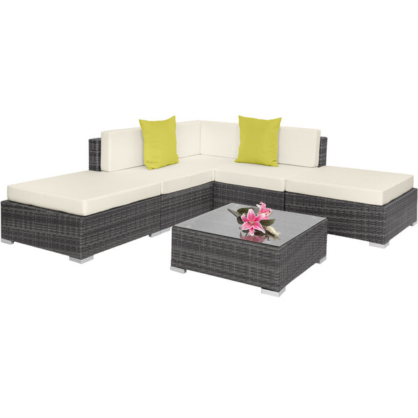 Tectake Canapé de jardin PARIS modulable 5 places - gris