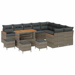 vidaXL Ensemble de canapé de jardin 13 Pièces Gris Poly Rattan