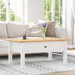 vidaXL Table basse Blanc 100x60x43 5 cm Pin massif Assortiment Panama